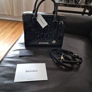 Brahmin Black Embossed Satchel